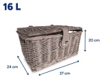AMIGO bicycle basket with lid 16 liters reed ash gray