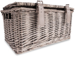 AMIGO bicycle basket with lid 16 liters reed ash gray