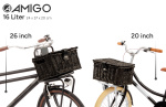 AMIGO bicycle basket with lid 16 liters reed ash gray