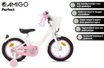 AMIGO Perfect 14 Zoll Mädchen Rücktrittbremse Weiß/Rosa