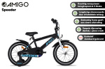 AMIGO Speeder 12 Inch Boys Coaster Brake Black/Blue