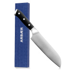 Arbaer Chef's knife 18 cm - Japanese Santoku Blade - Damascus steel - G10 handle