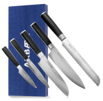 Arbaer Messerset 5-teilig - Japanischer Damastdruck - Pakka-Holzgriff