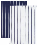 KitchenCraft theedoek 70 x 47 cm katoen wit/blauw 2 stuks
