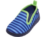 Playshoes pantoffels gestreept junior blauw/groen
