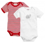 Playshoes romper Walvis korte mouw rood/wit 2 stuks