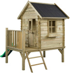 Swing King Camilla Wooden Playhouse with Slide Natural/Green