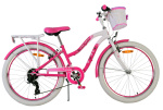 Volare Blossom 24 Inch 33.5 cm Girls 7SP Rim Brakes Pink/White