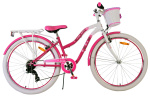 Volare Lovely 26 Inch Girls 7SP Rim Brakes Pink/White
